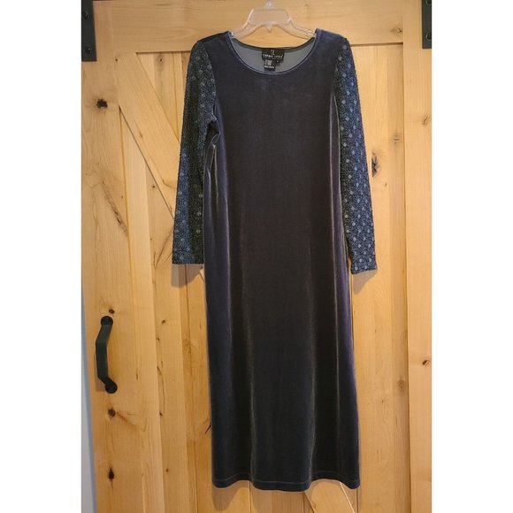 Carole Little Dresses & Skirts - Vtg 80's 90's Carole Little Size 8 Petite Gray Velour Dress Embellished Sleeve